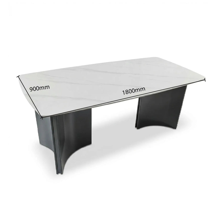 Long rectangular table with measurements on a white background