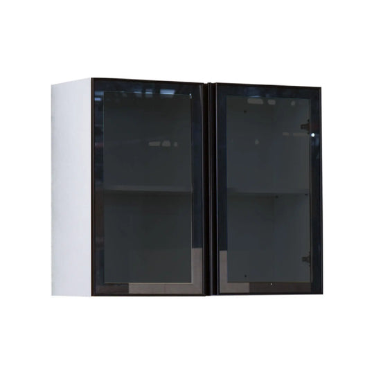 Two black glass panels on a white background
