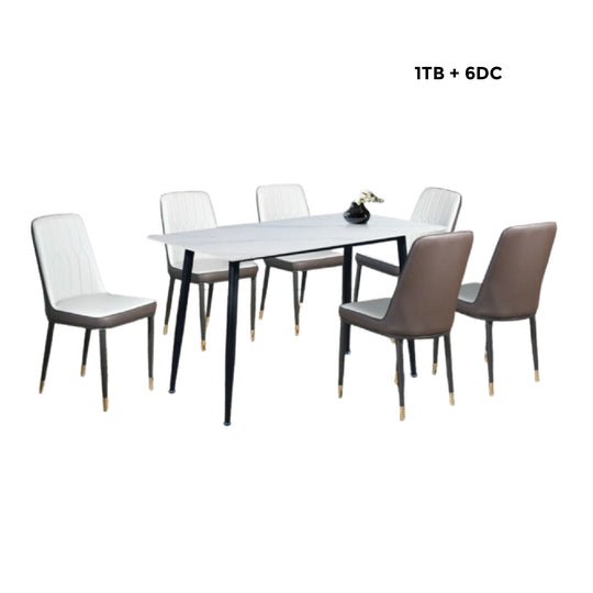 Dining set with a table and chairs on a white background