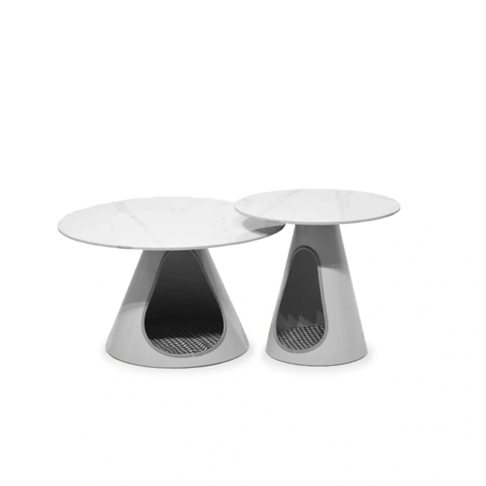 TD Furniture Helixon 陶瓷子母茶几套组，白色背景