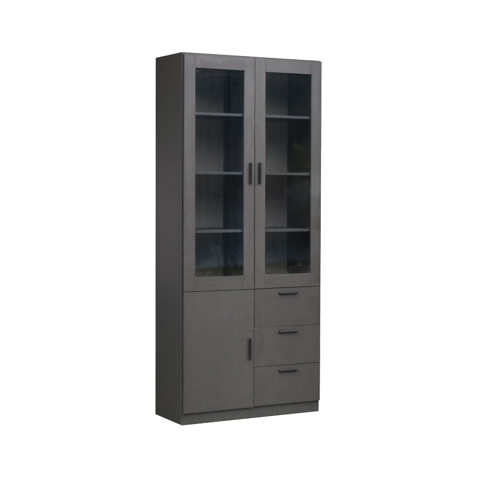 TD Furniture Vida 灰色展示柜，配玻璃门与抽屉