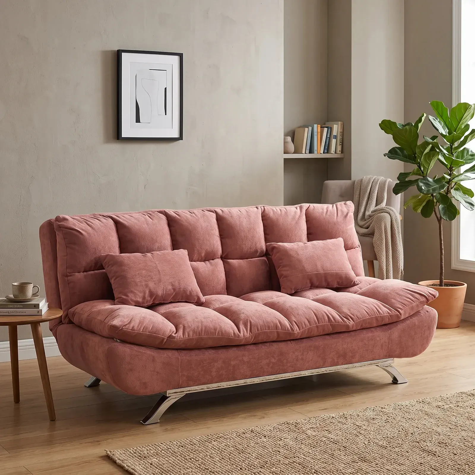 Katil sofa Gideon dari TD Furniture, ditunjukkan sebagai sofa dalam ruang tamu yang terang