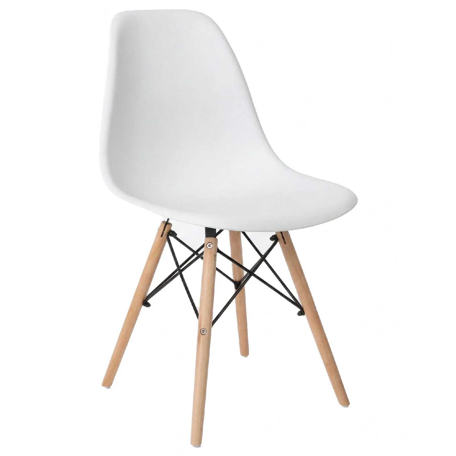 TD Furniture Lyra Scandi 白色餐椅配木腿，白色背景