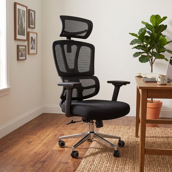 Ergonomic office chair with adjustable armrests.