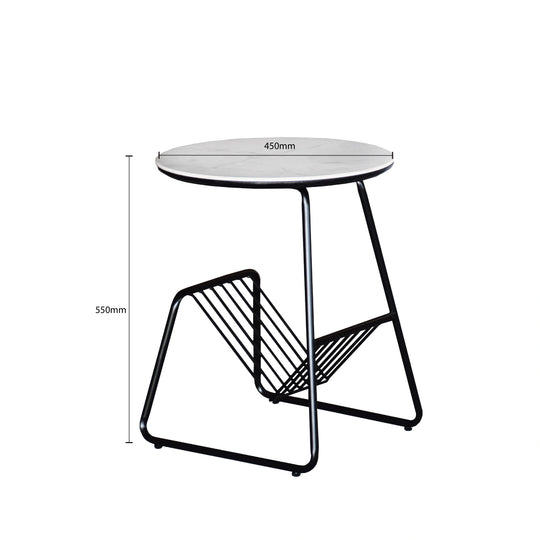 Small round table with dimensions on a white background