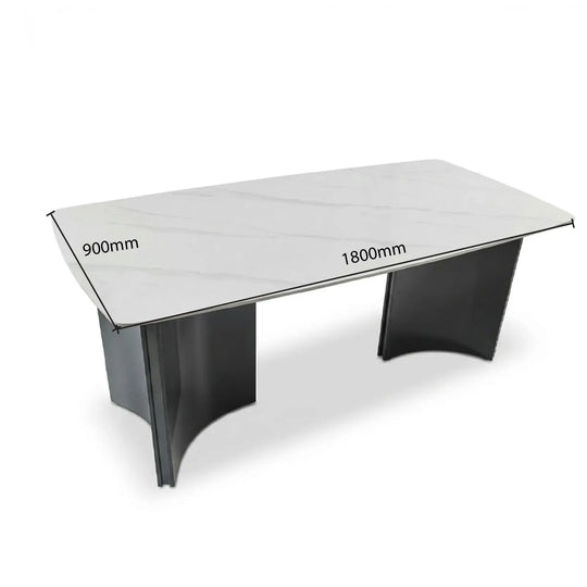 Long rectangular table with measurements on a white background