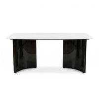 White desk with black legs on a white background