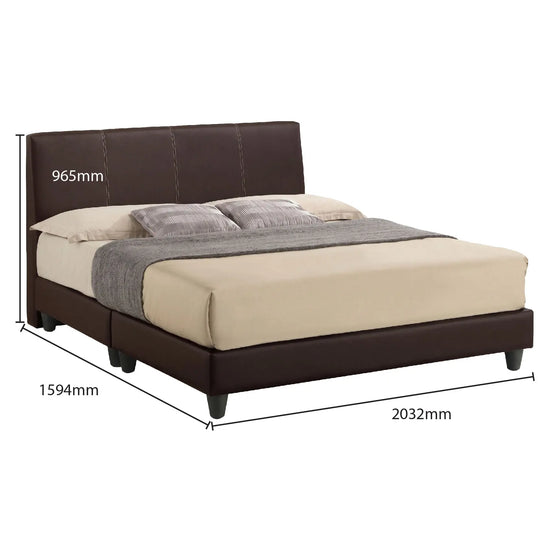 Bed with dimensions labeled on a white background