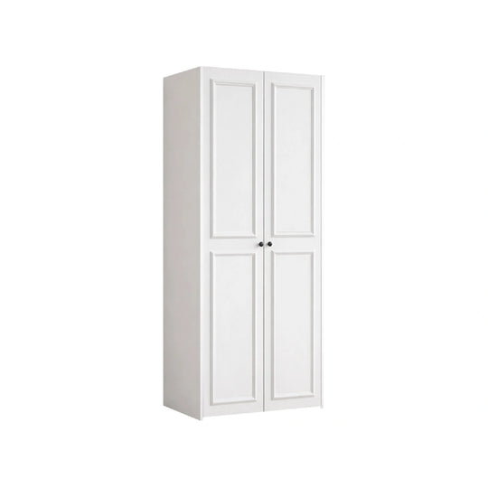 White wardrobe with two doors on a white background