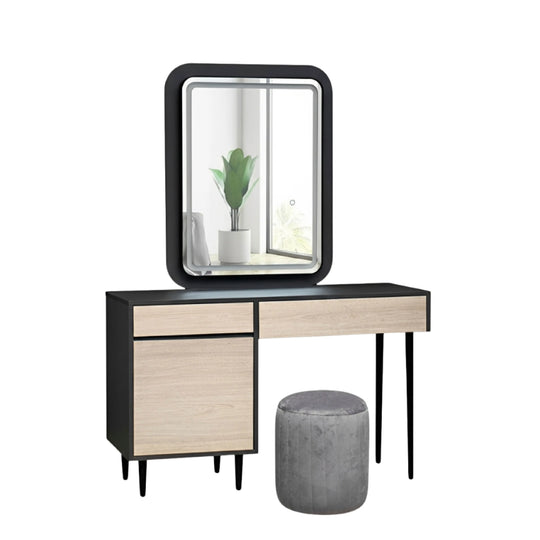 Dressing table with mirror and stool on a white background