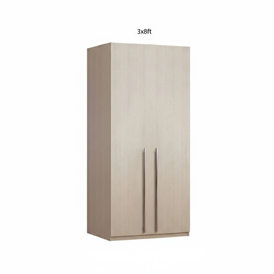 Wooden wardrobe with a brown finish on a white background