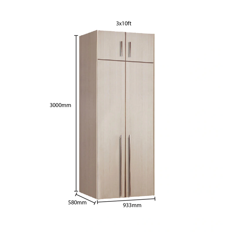 Beige wardrobe with dimensions labeled on a white background