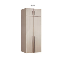Beige wardrobe with four doors on a white background