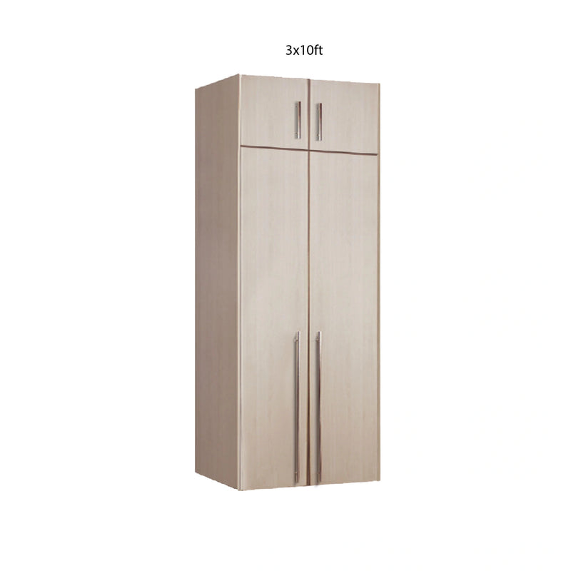 Beige wardrobe with four doors on a white background