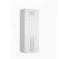 White cabinet with two doors on a white background