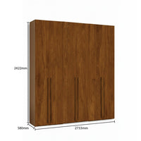 Extra-large 6-door wooden wardrobe with dimensions 2733mm wide, 2422mm high, and 580mm deep.

