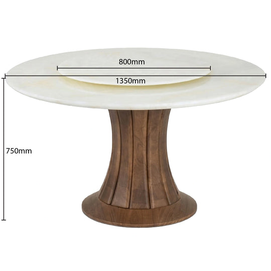 Round table with dimensions labeled on a white background