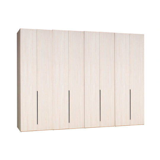 Wooden wardrobe with four doors on a white background