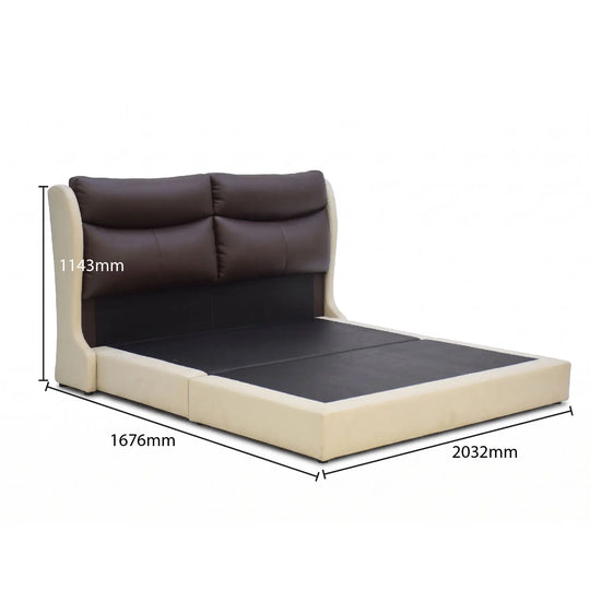 Measurement chart of a bed with dimensions labeled on a white background