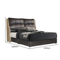 Bed with dimensions labeled on a white background