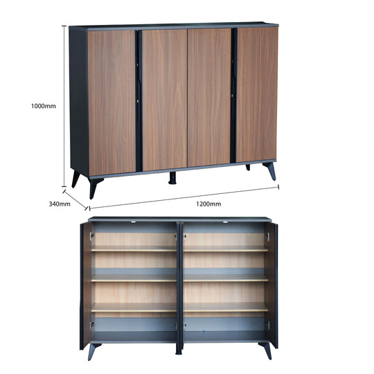 Furniture with dimensions labeled on a white background