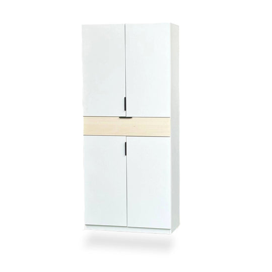 White cabinet with a beige accent on a white background