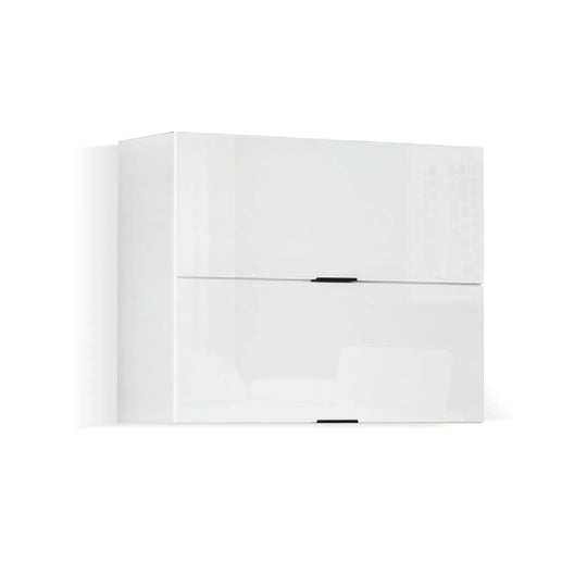 White wall-mounted cabinet with a drawer on a white background