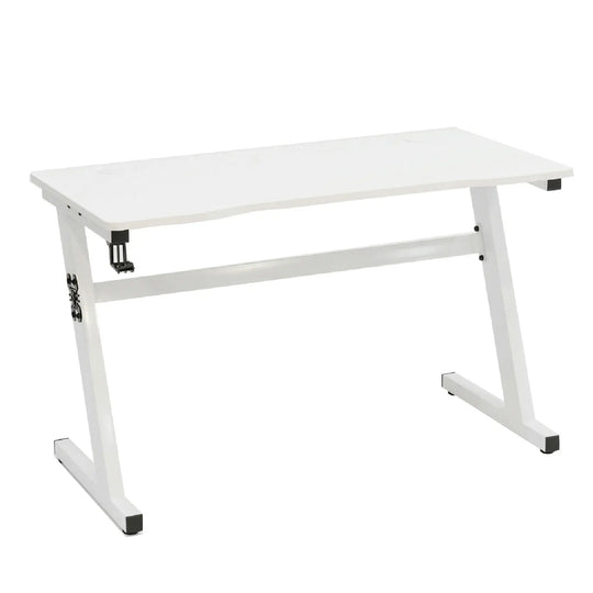 White adjustable desk on a white background