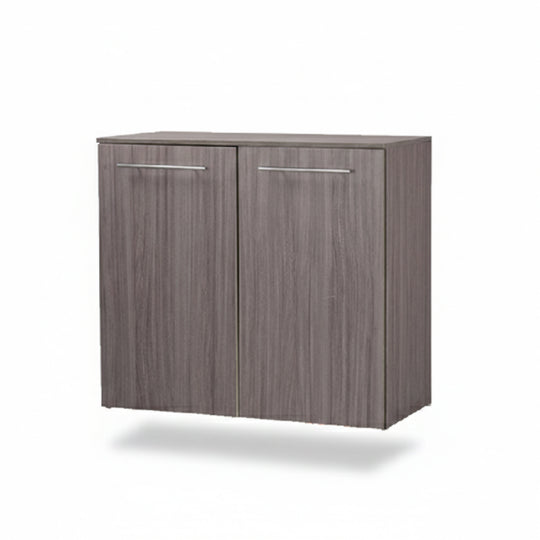 Wooden cabinet with two doors on a white background