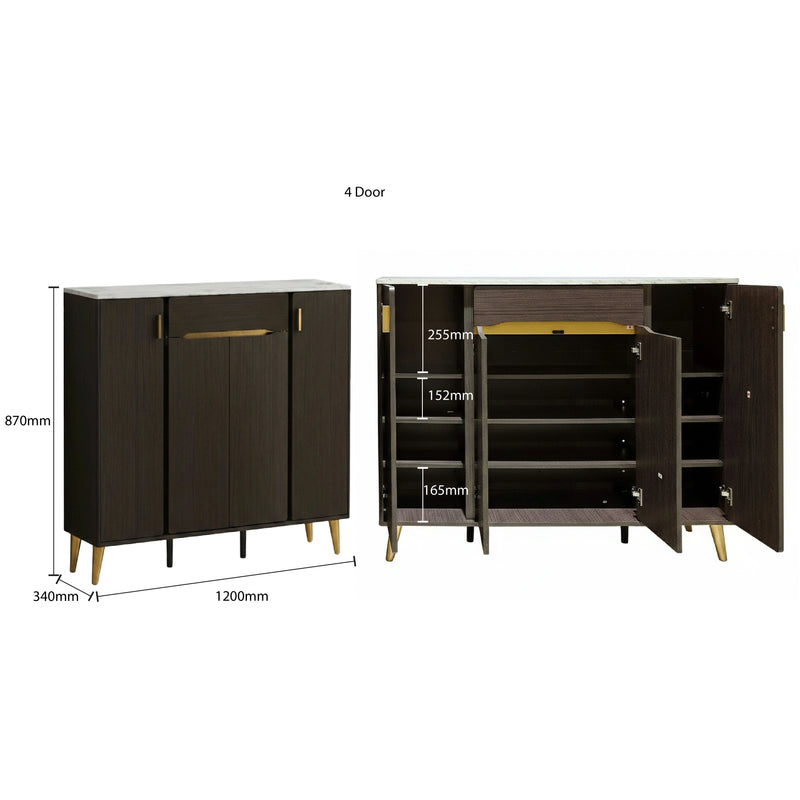 Wooden cabinet with dimensions labeled on a white background