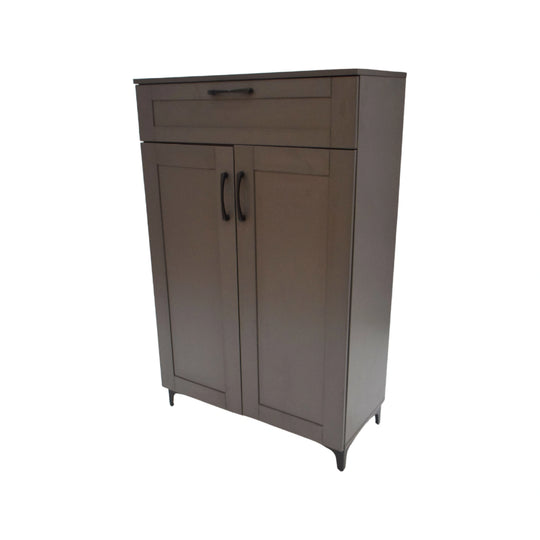 Brown cabinet with a drawer on a white background