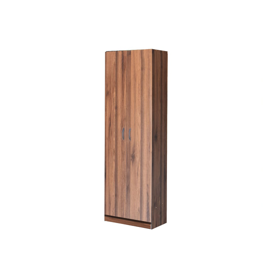 Wooden wardrobe with a striped pattern on a white background