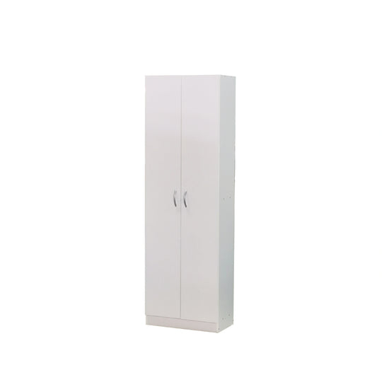 White wardrobe with two doors on a white background